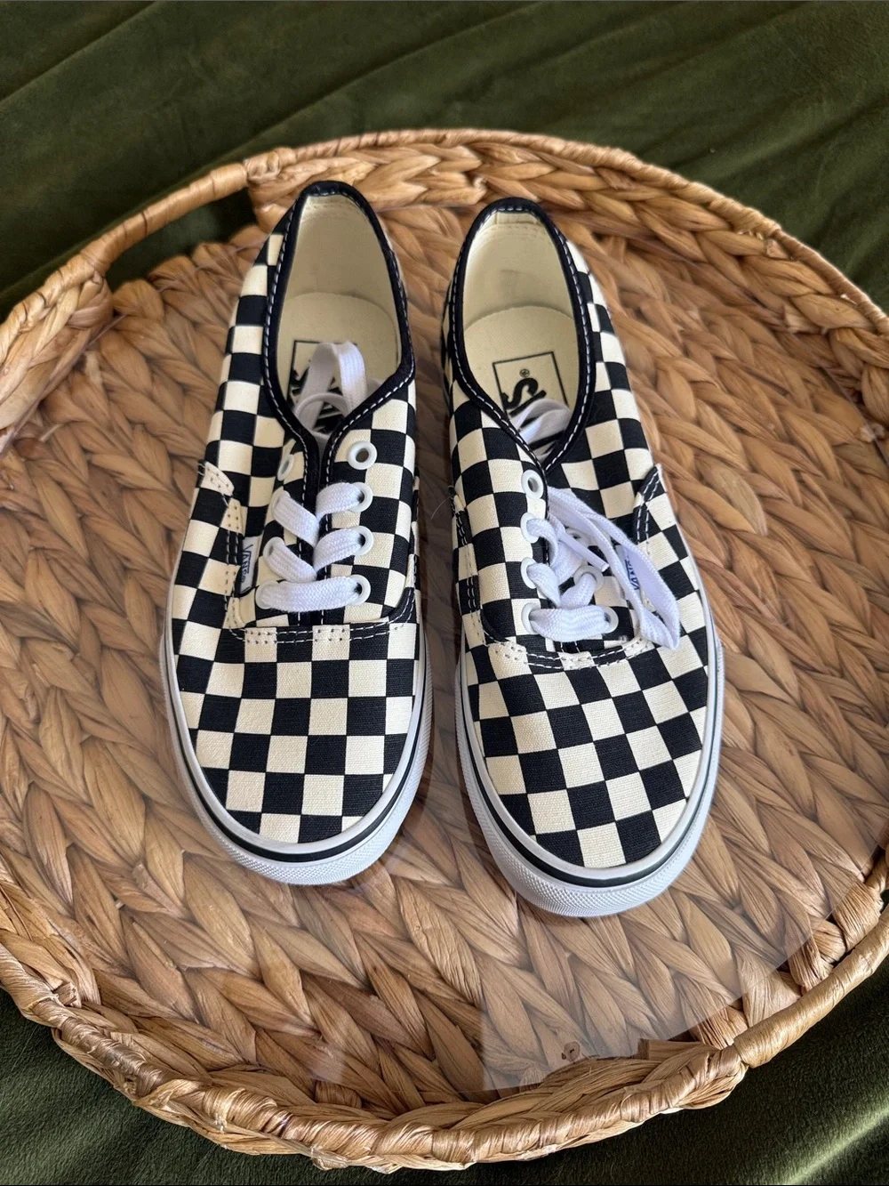Vans Kids Checkerboard Lace-Up Sneakers - Black and White